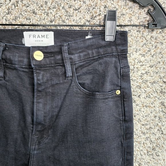 Frame Denim Womens 24 Jeans‎ Ali High Rise Cigarette Black Zip 5 Pocket Casual - Picture 2 of 11